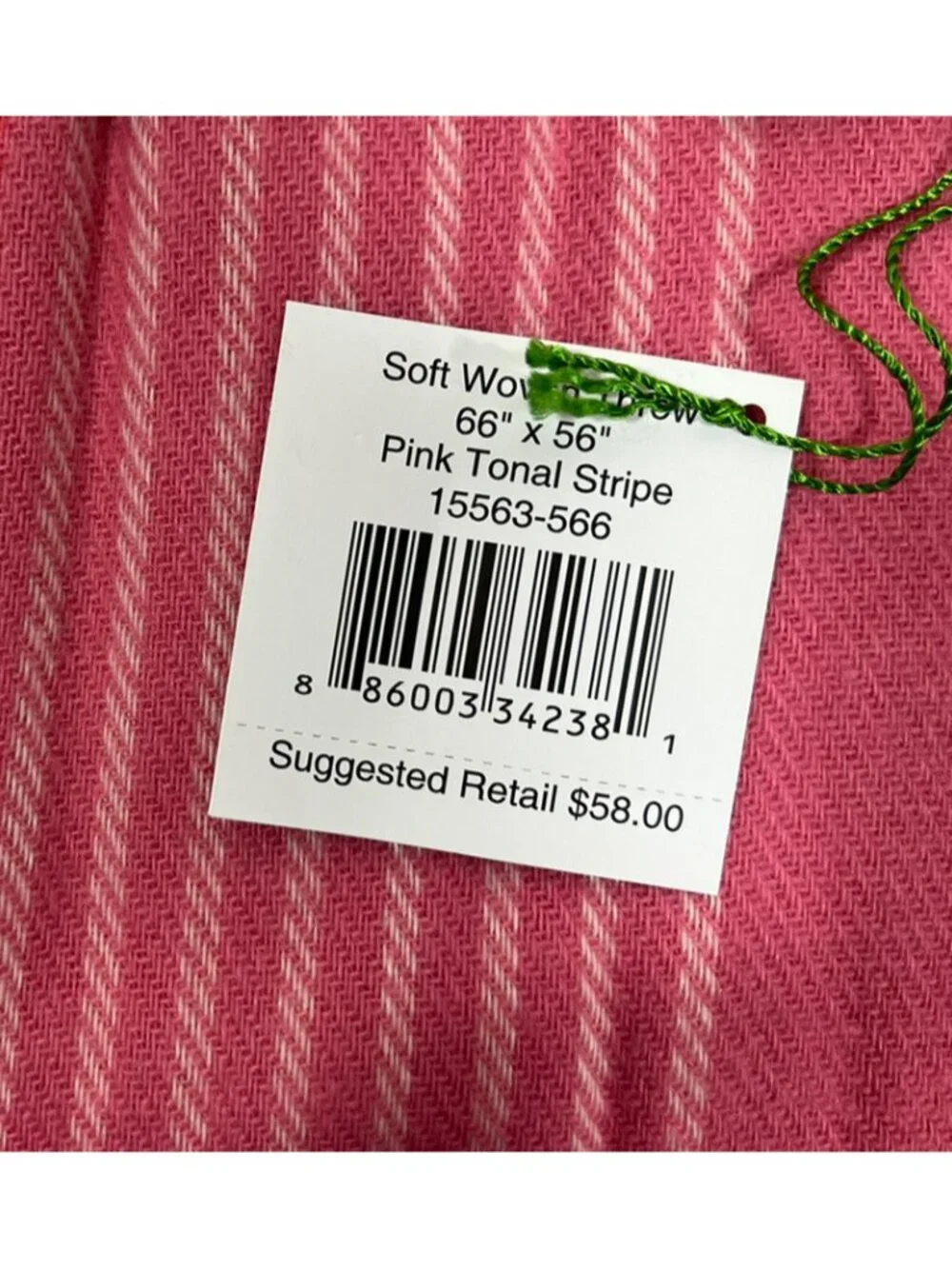 NWT Vera Bradley Soft Woven Throw Blanket in Pink Tonal Stripe 66 X 56 Soft